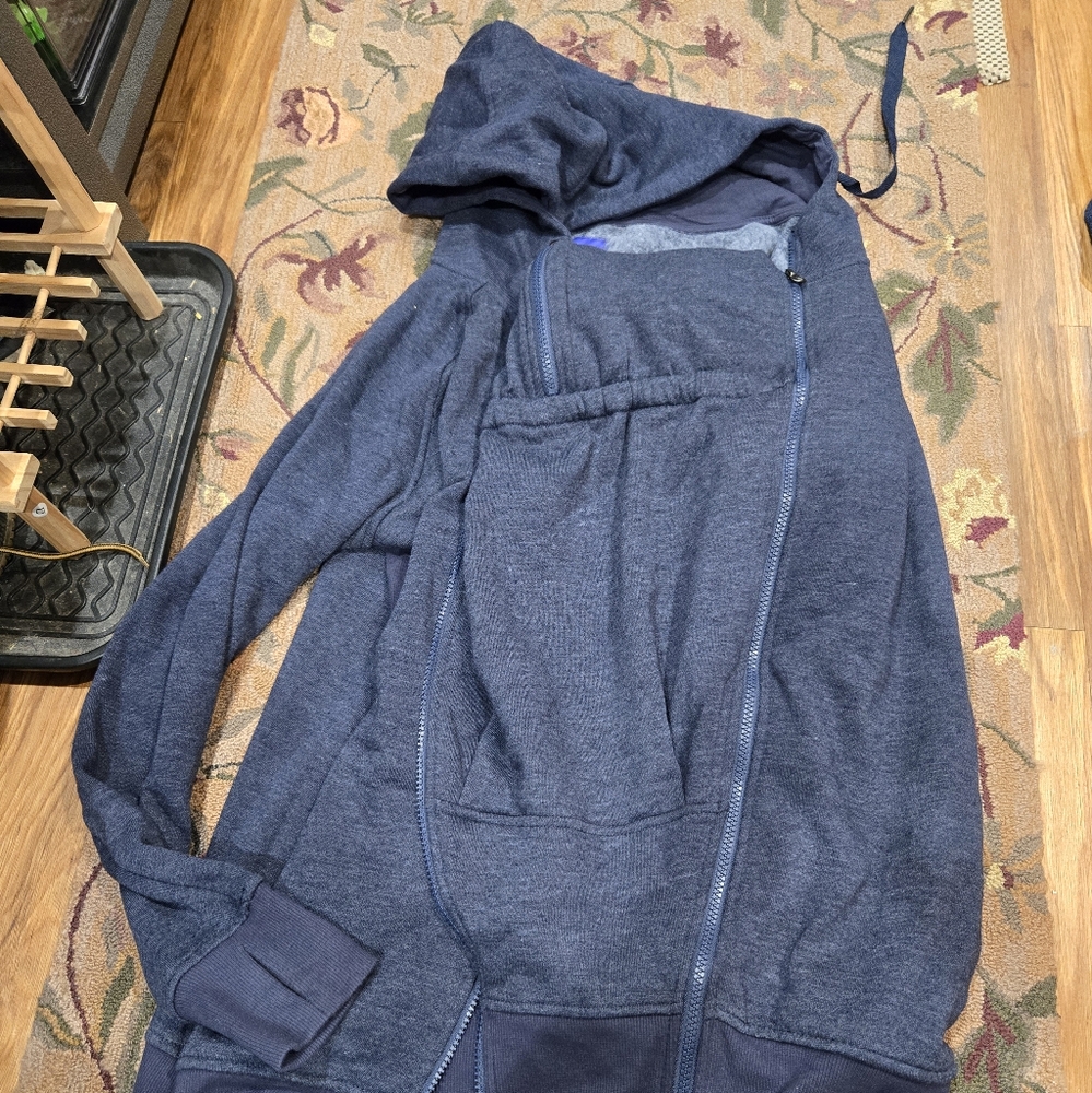 Seraphine Baby Wearing Blue Zip Up Sweater